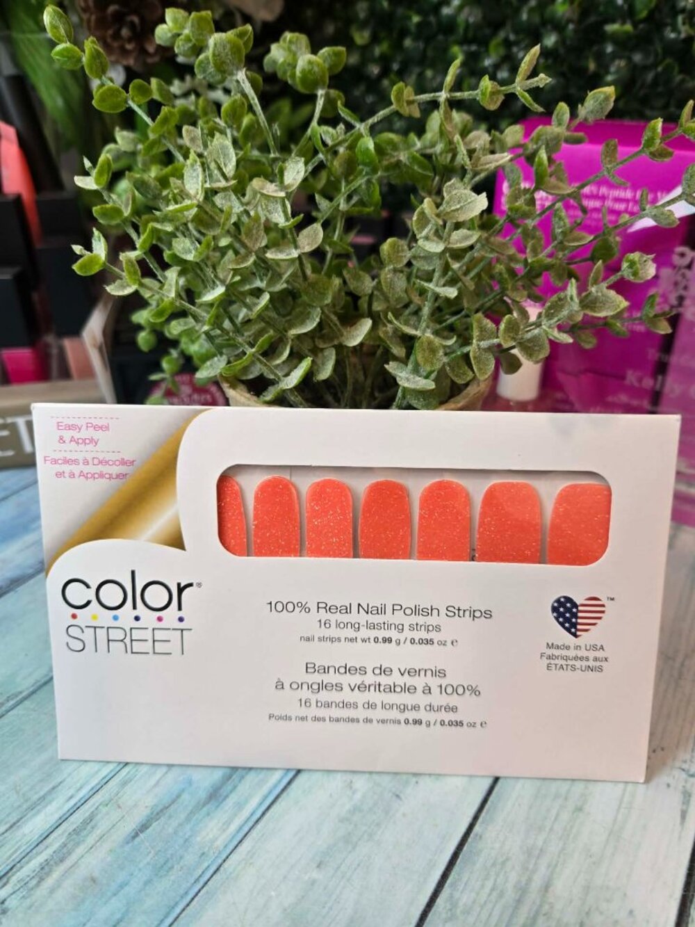 Color Street Orange Glitter Press On Nail Design